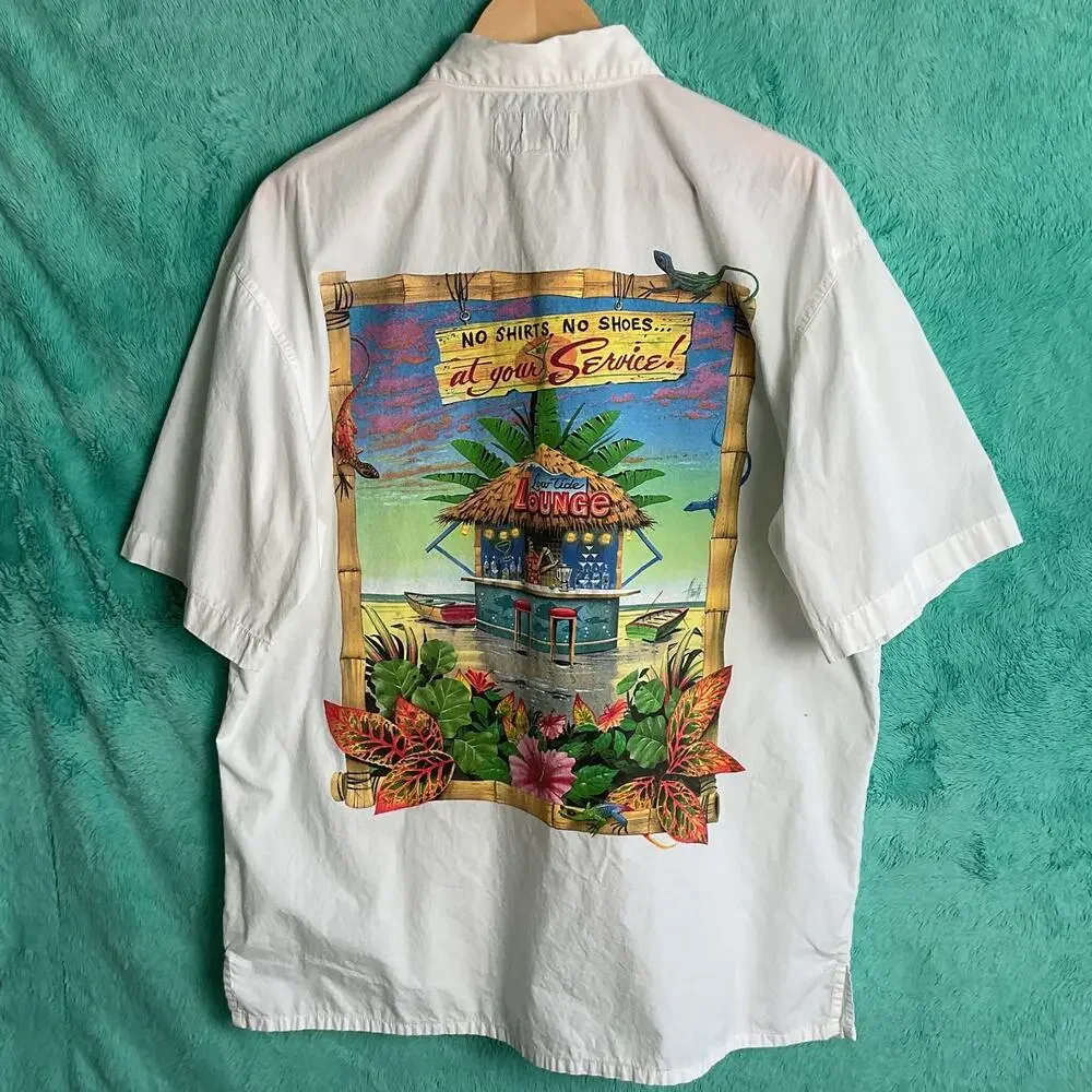 Caribbean Soul Mens Pure Cotton Button Up Casual Low Tide Lounge Large